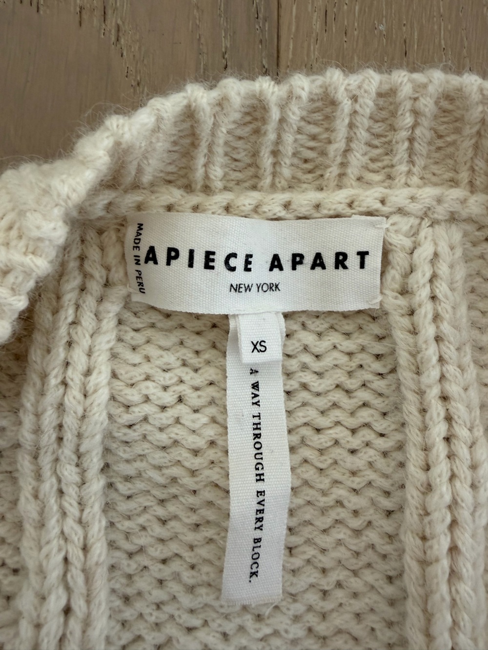 Apiece Apart Cream Cable-Knit Button Wool / Alpaca Cardigan XS - Picture 7 of 10
